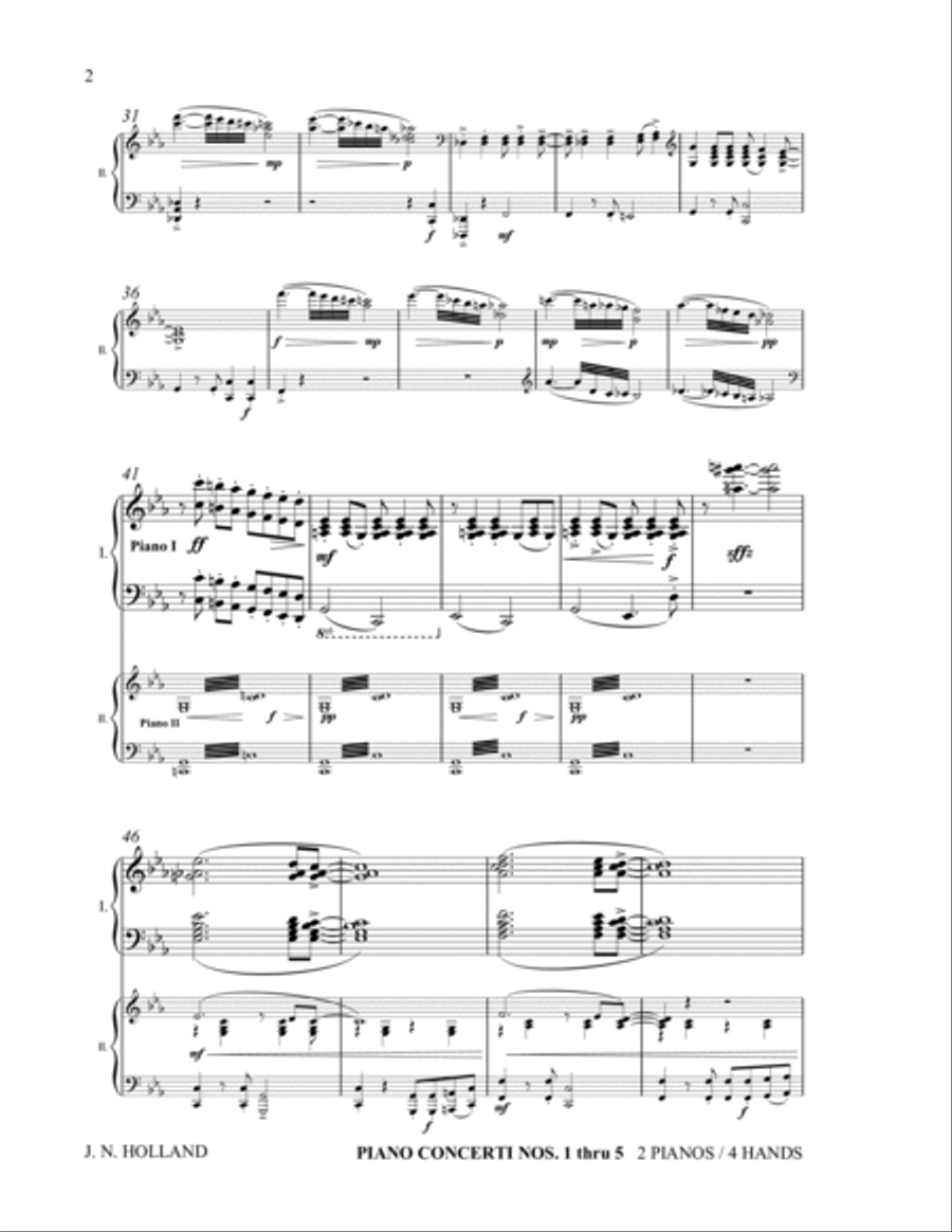 Piano Concerti Nos 1 thru 5, Two Pianos Four Hands 2 Pianos, 4-Hands scores gallery preview page 6