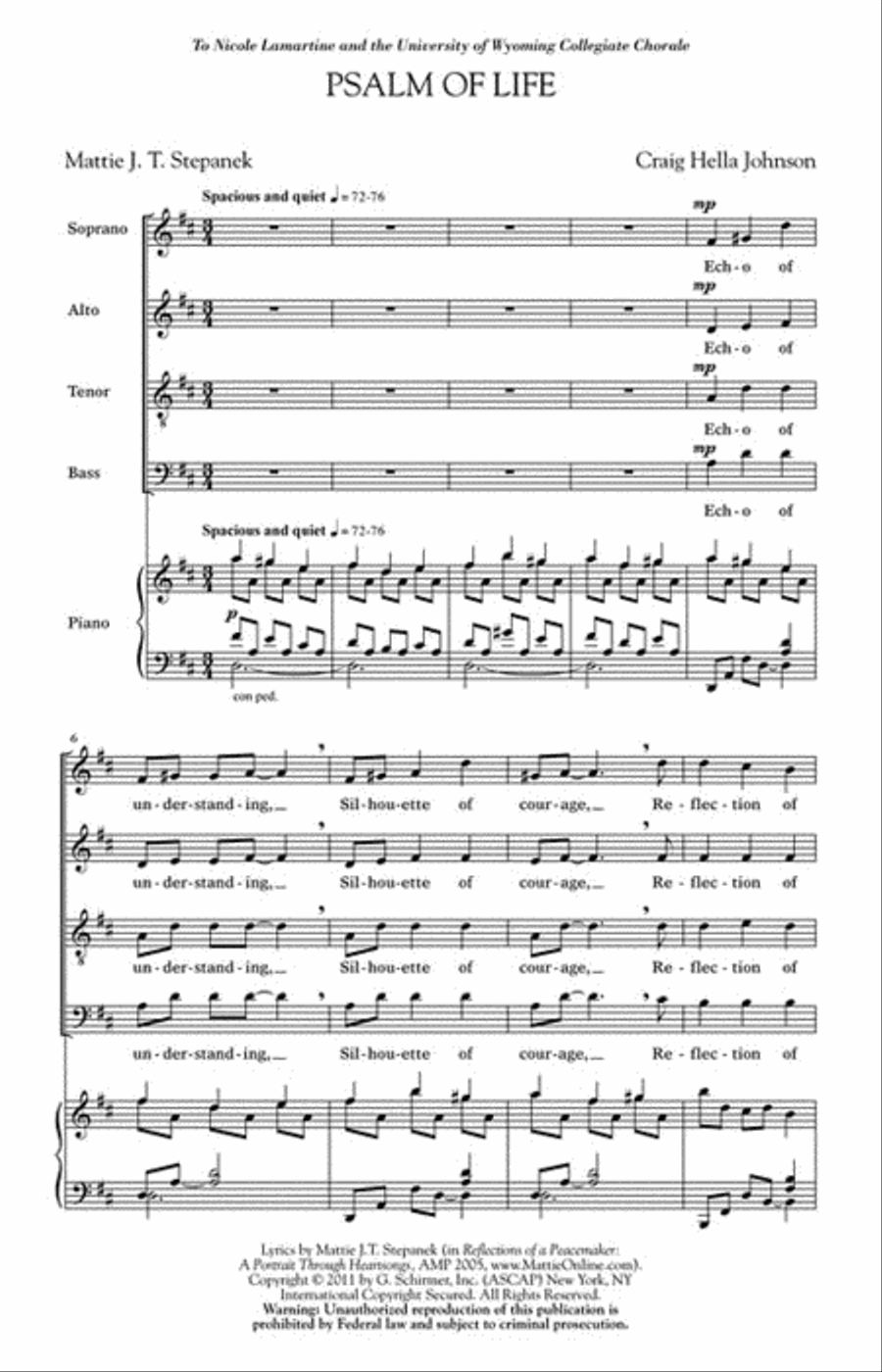 Psalm of Life 4-Part scores gallery preview page 2
