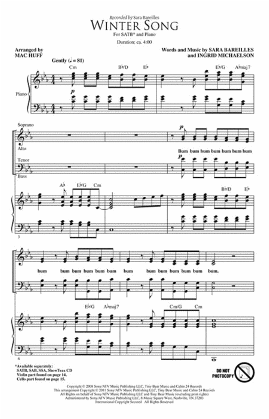 Winter Song 4-Part scores gallery preview page 2