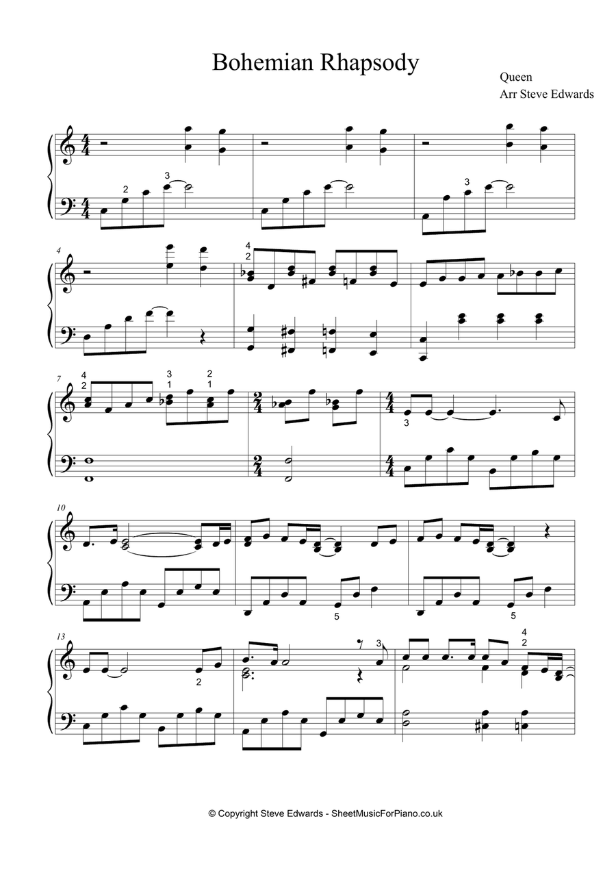 Bohemian Rhapsody Piano Solo scores gallery preview page 2