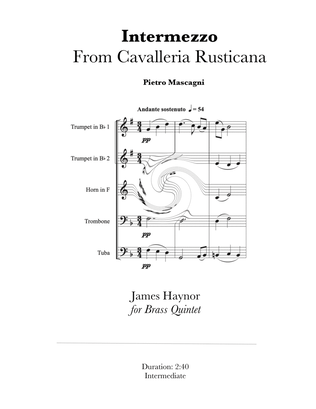 Intermezzo form Cavalleria Rusticana for Brass Quintet