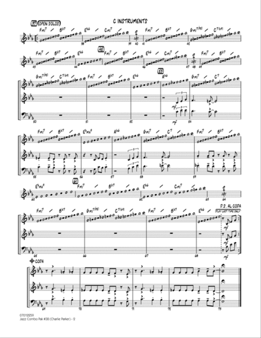 Jazz Combo Pak #38 (Charlie Parker) - C Instruments Jazz Ensemble scores gallery preview page 2