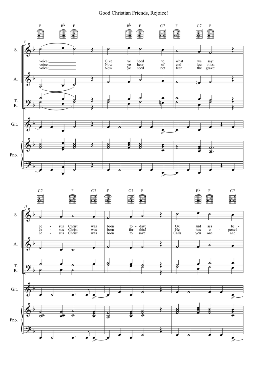 Good Christian Friends, Rejoice! 4-Part scores gallery preview page 2