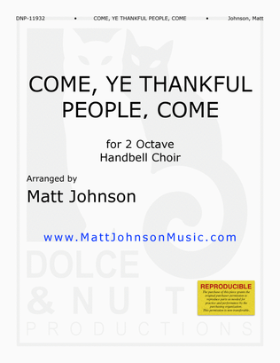 Book cover for Come, Ye Thankful People, Come ~ 2 octave handbell choirs - REPRODUCIBLE