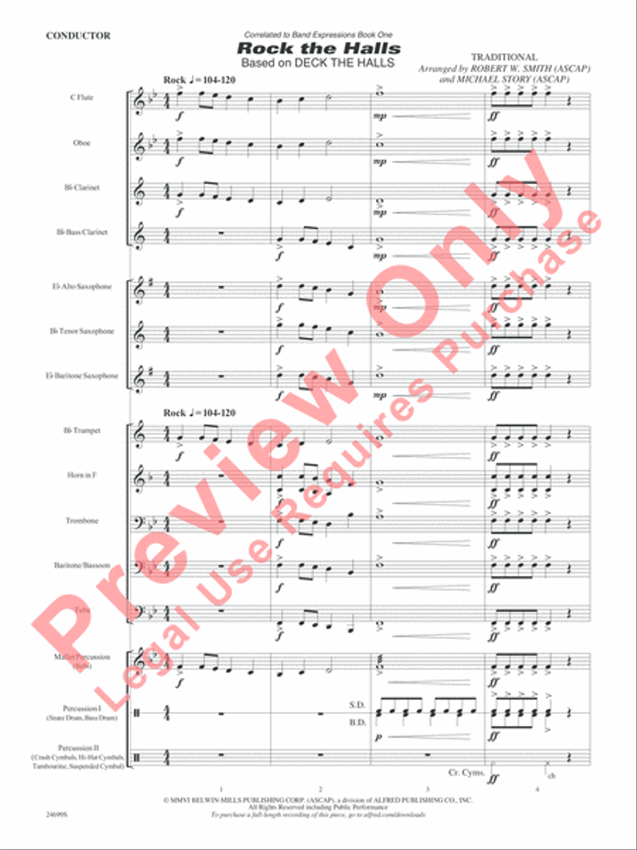 Rock the Halls (Based on Deck the Halls) Concert Band scores gallery preview page 4