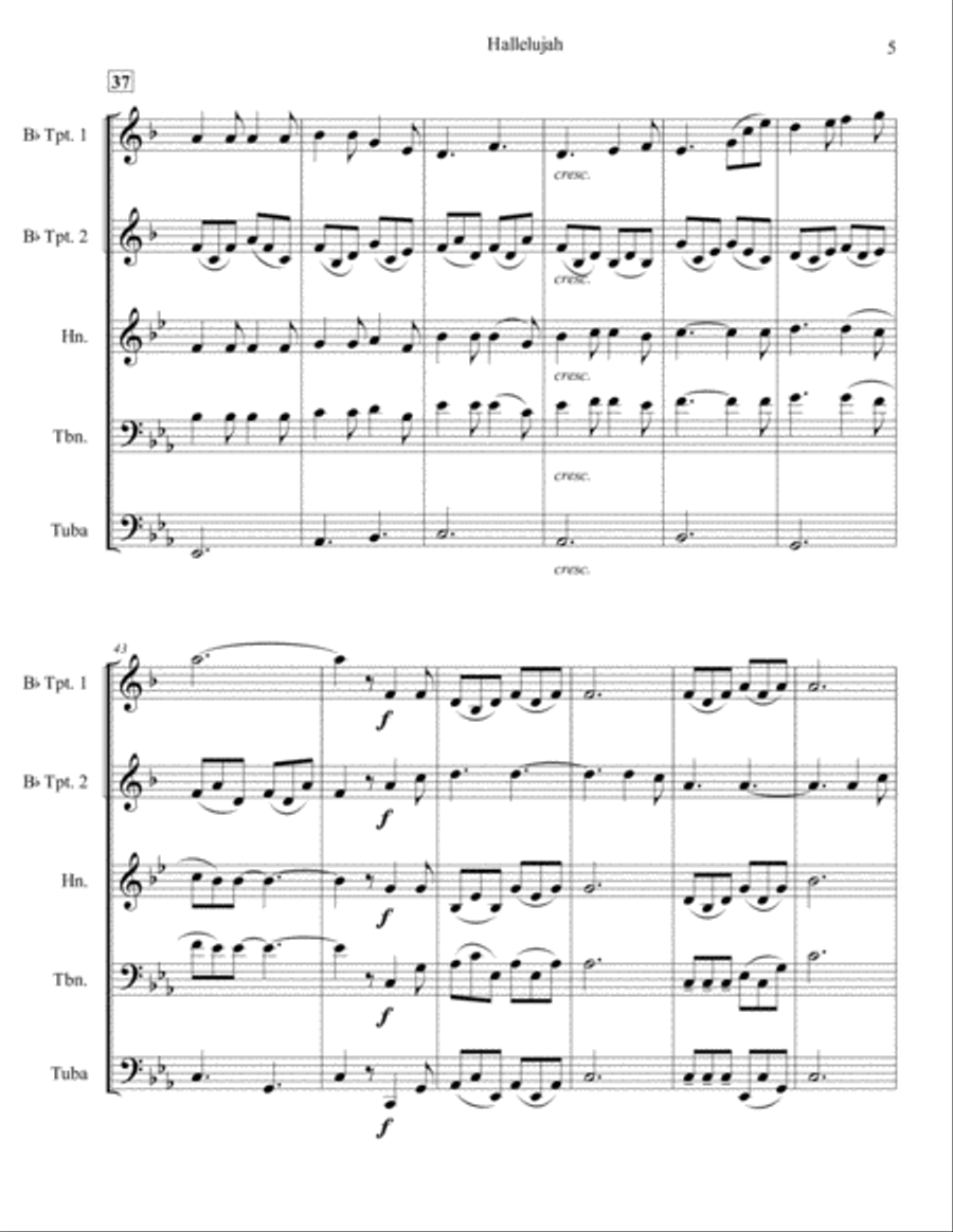 Hallelujah Brass Ensemble scores gallery preview page 5