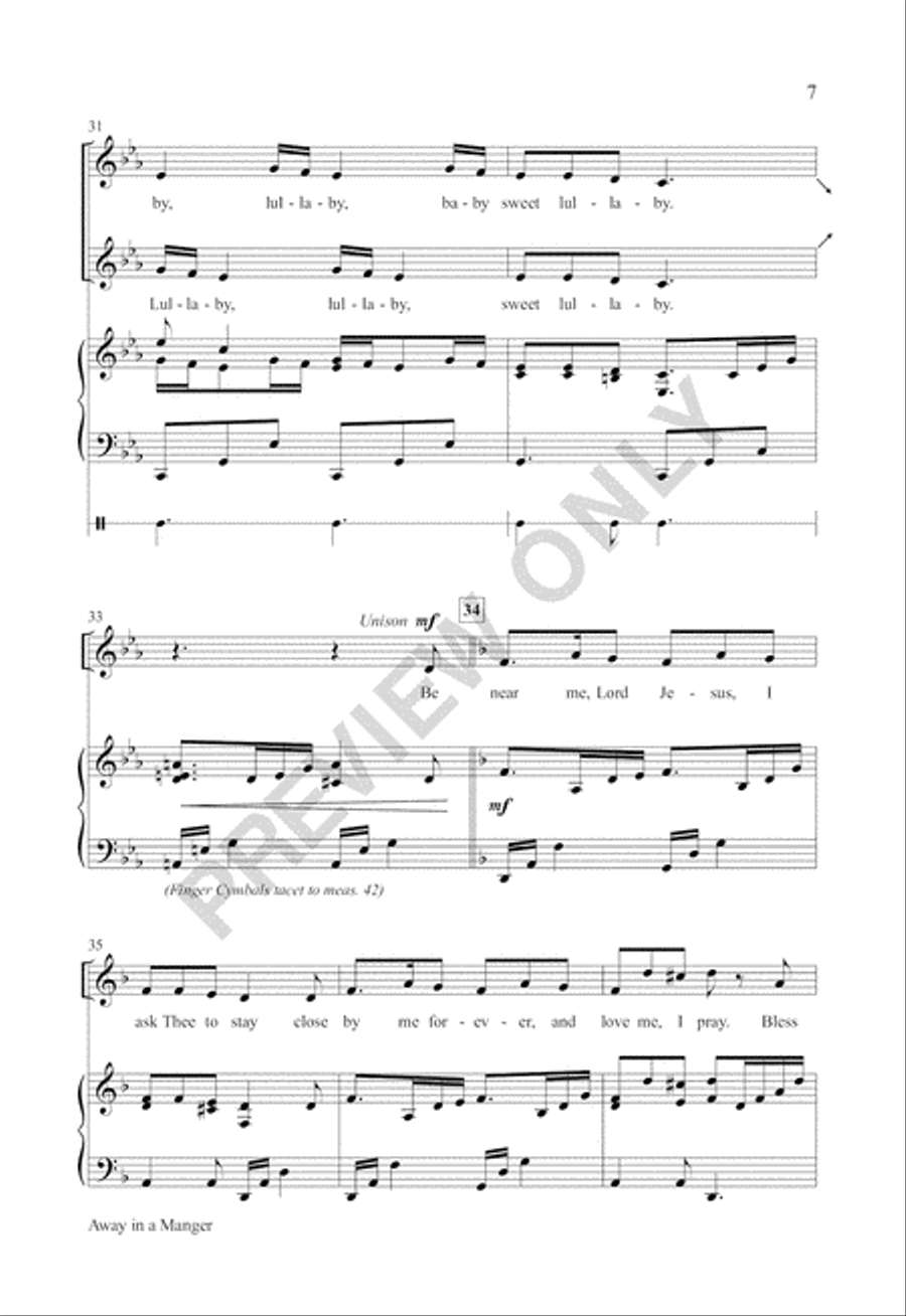 Away in a Manger by Brad Nix Unison Choir - Sheet Music page 6