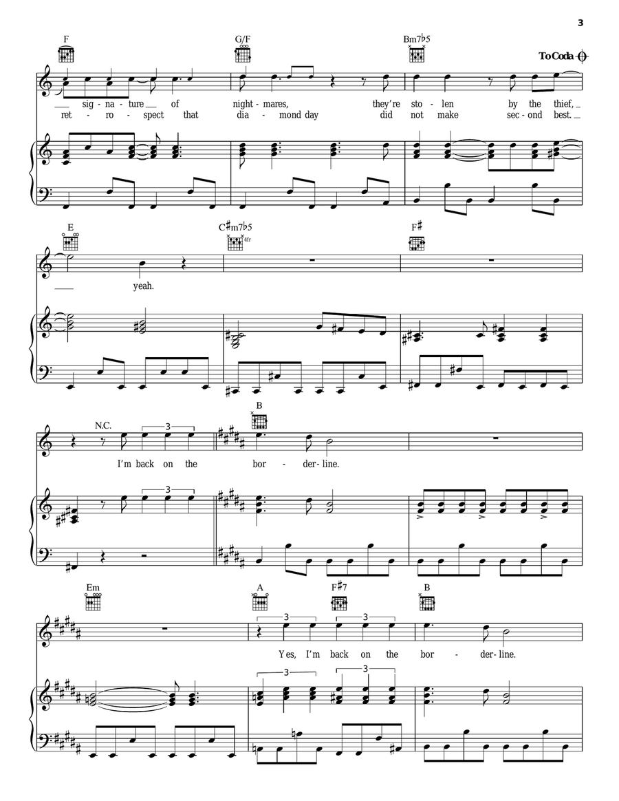 Back On The Borderline Back On The Borderline Piano, Vocal, Guitar scores gallery preview page 3