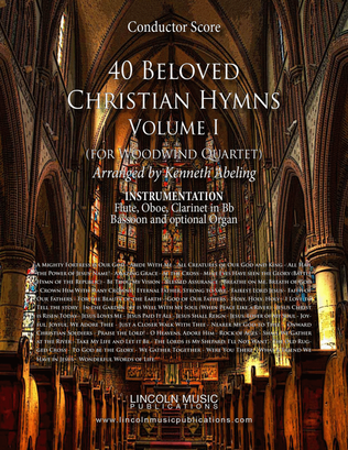 Book cover for 40 Beloved Christian Hymns Volume I (for Woodwind Quartet and optional Organ)