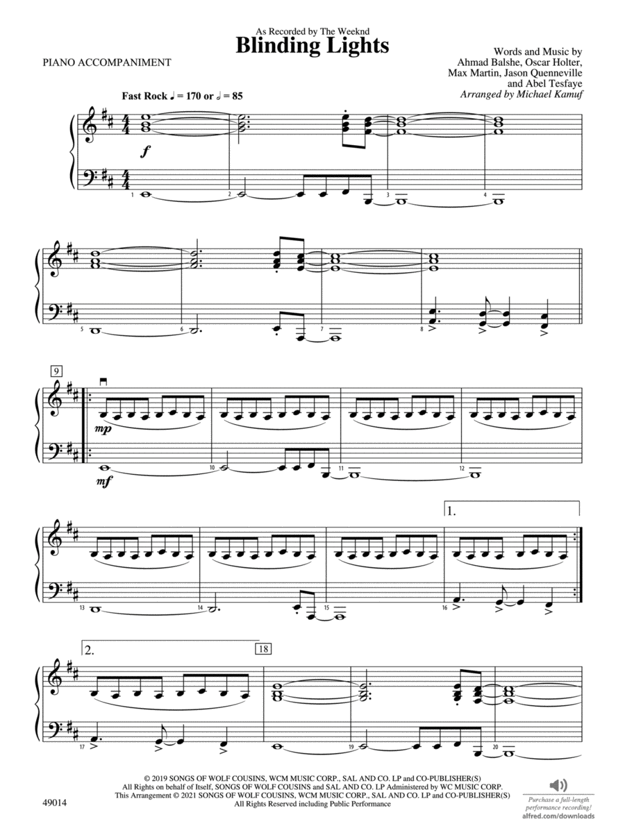 Blinding Lights: Piano Accompaniment Orchestra scores gallery preview page 1
