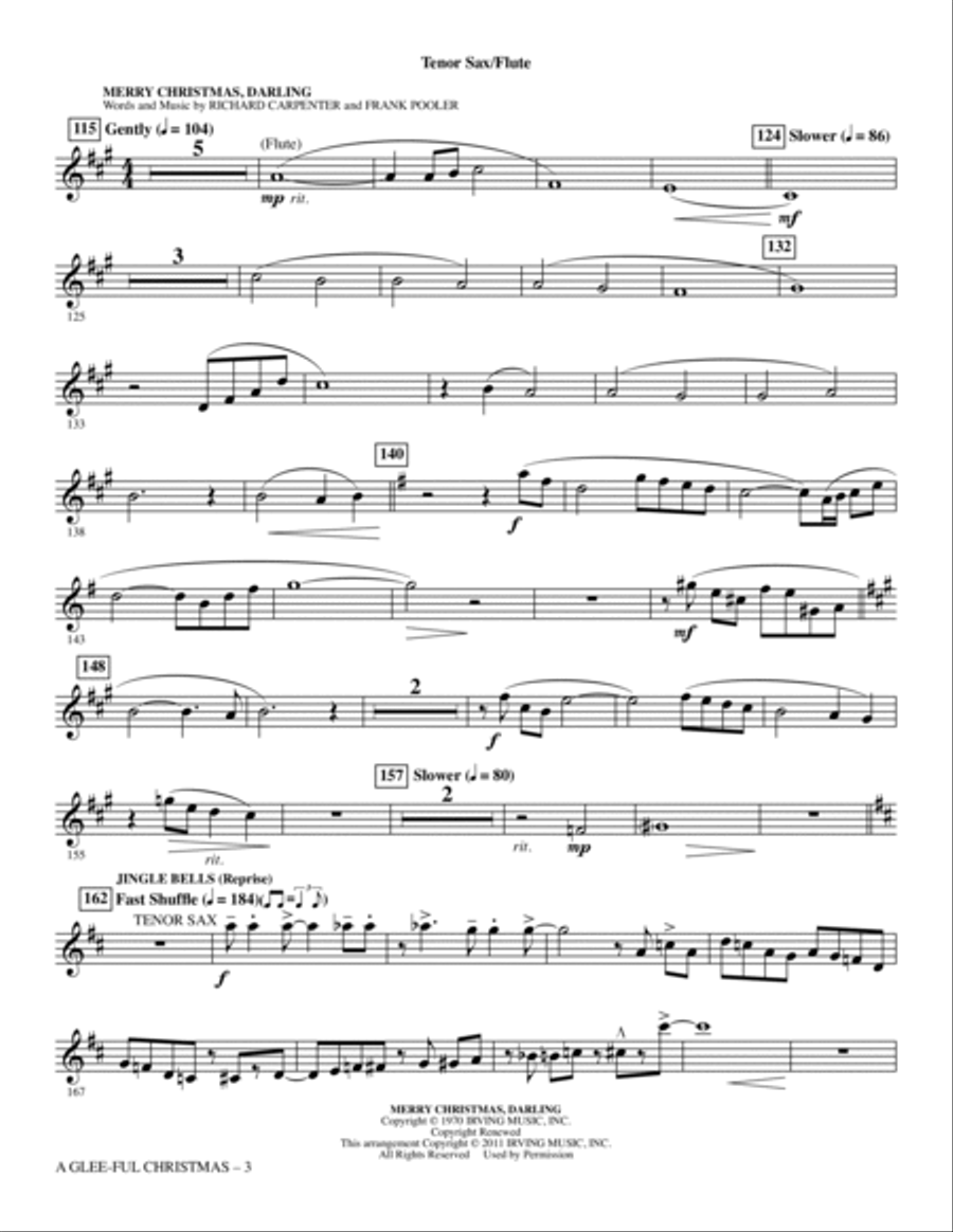 A Glee-ful Christmas (Choral Medley)(arr. Mark Brymer) - Tenor Sax/Flute Choir scores gallery preview page 3