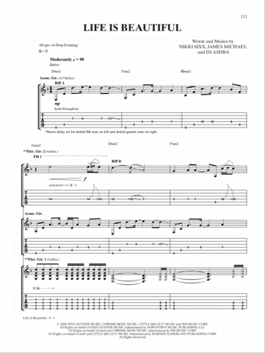 Life Is Beautiful Guitar Tablature scores gallery preview page 1