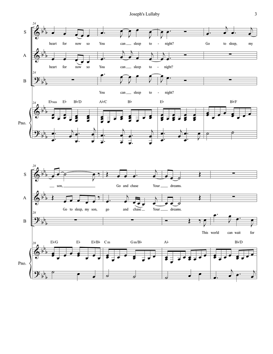 Joseph's Lullaby Piano, Vocal scores gallery preview page 3