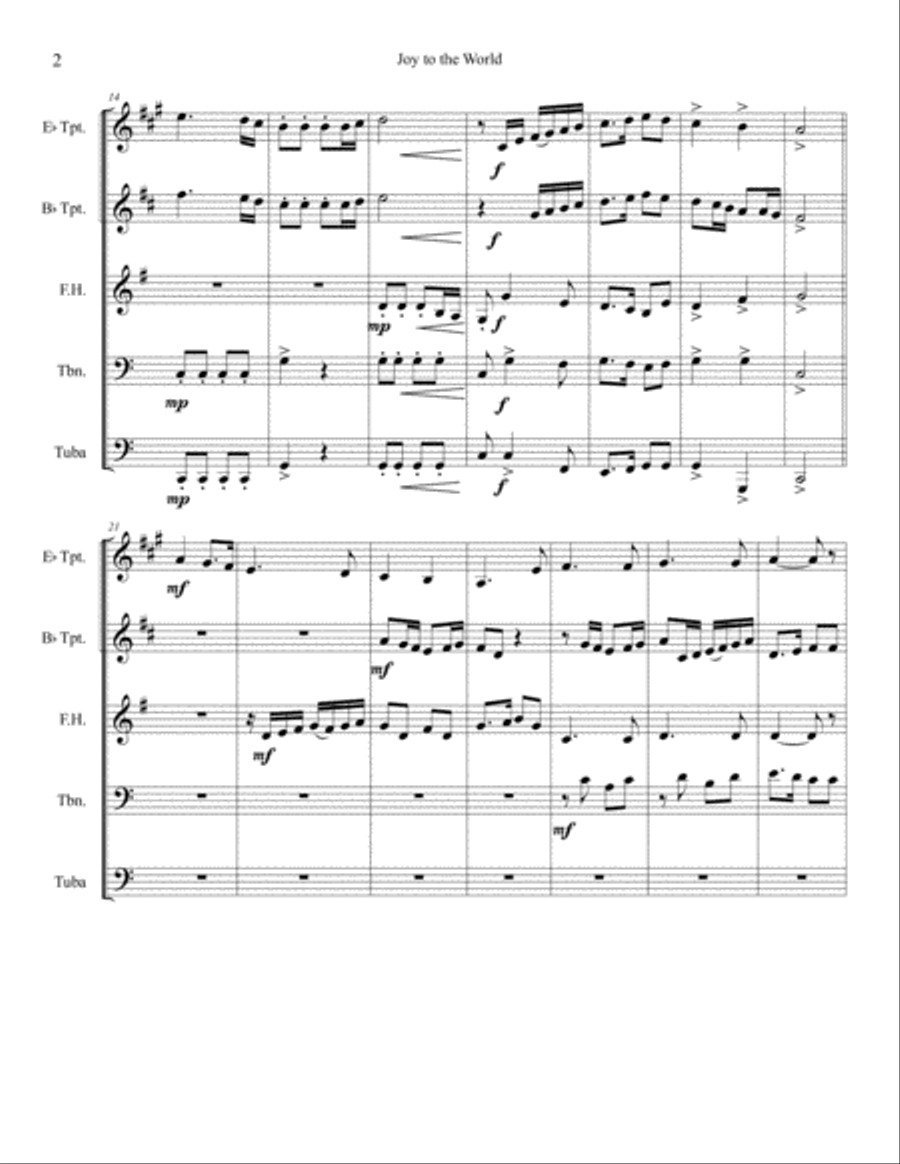 Joy to the World Joy to the World Brass Ensemble scores gallery preview page 2