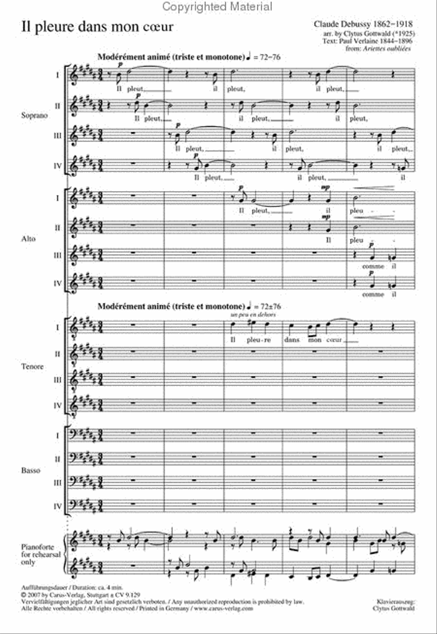 Il pleure dans mon coeur Il pleure dans mon coeur Choir scores gallery preview page 2