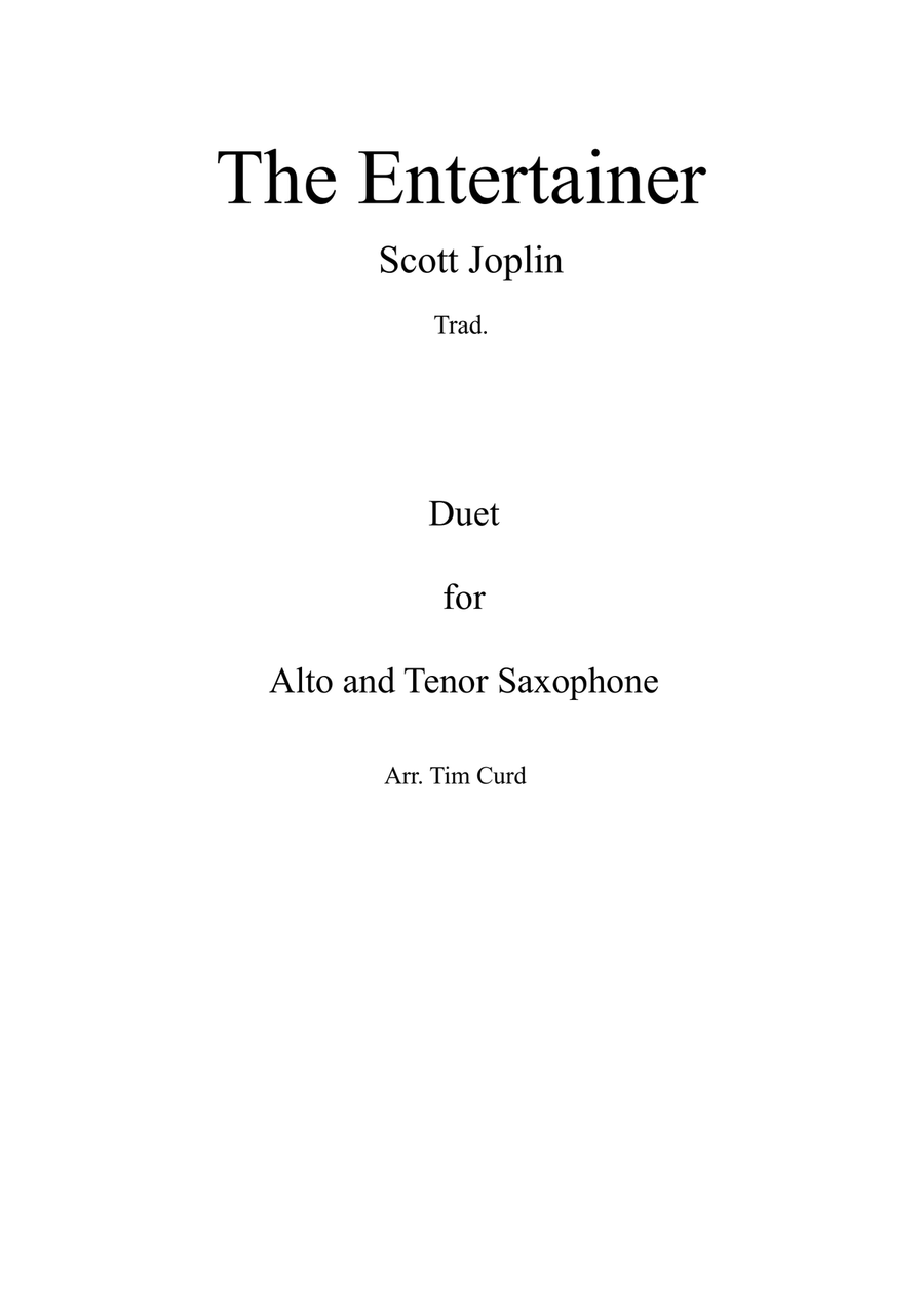 The Entertainer. Duet for Alto and Tenor Saxophone Woodwind Duet scores gallery preview page 1