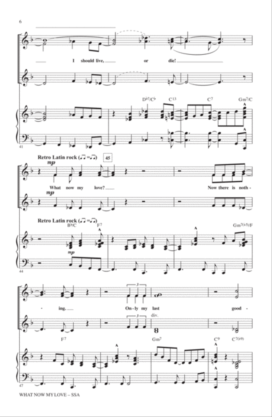 What Now My Love SSA scores gallery preview page 5