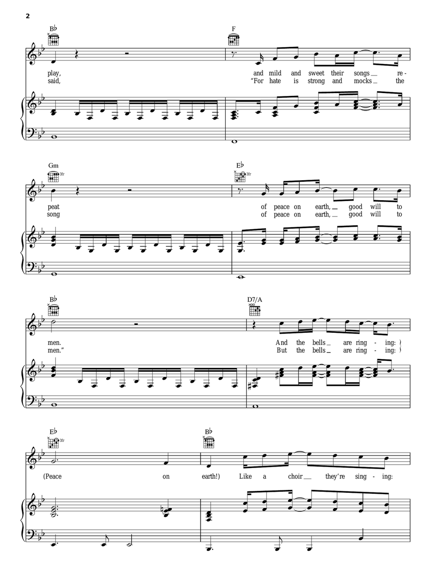 I Heard The Bells On Christmas Day Piano, Vocal, Guitar scores gallery preview page 2
