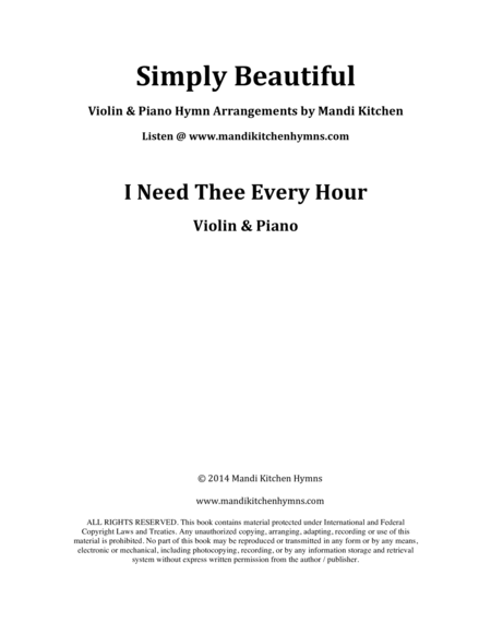 I Need Thee Every Hour (Violin & Piano)