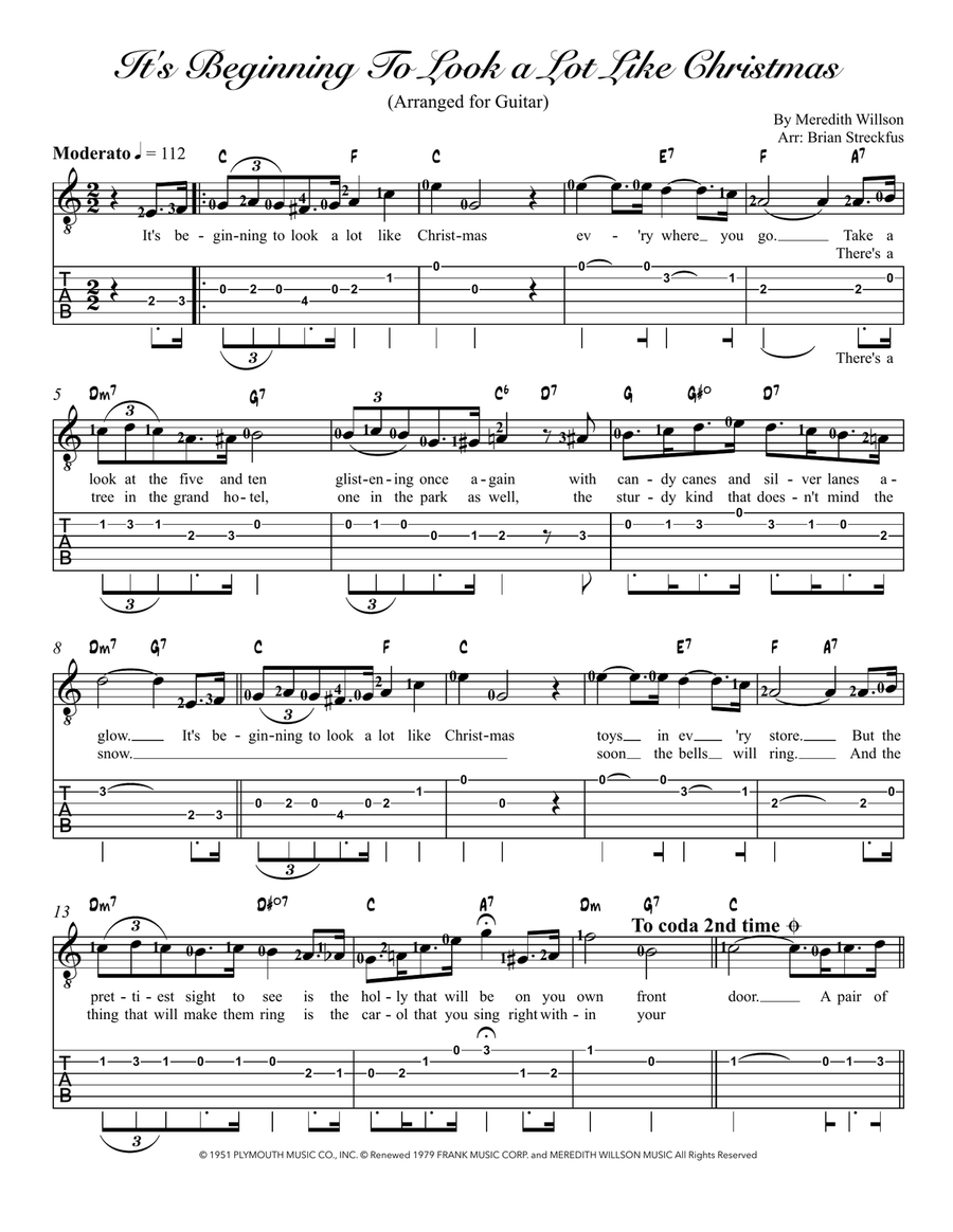 It's Beginning To Look Like Christmas Guitar Tablature scores gallery preview page 1