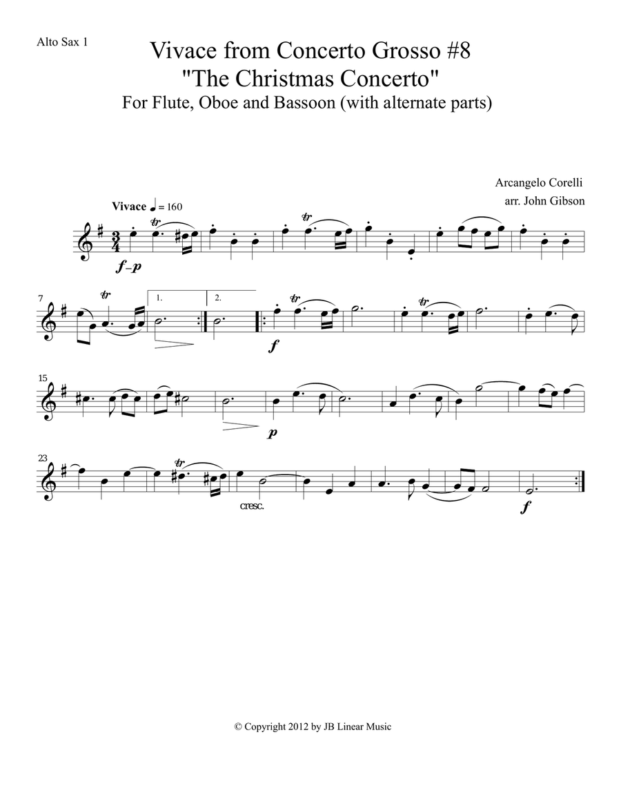 Corelli - from the Christmas Concerto - woodwind trio (flexible instrumentation) Woodwind Trio scores gallery preview page 6
