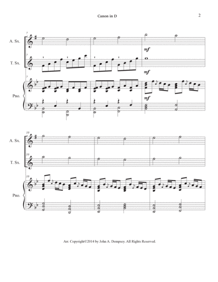 Canon in D (Trio for Alto Sax, Tenor Sax and Piano) image number null