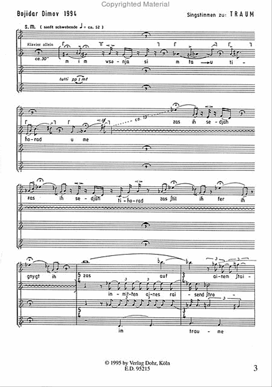 Traum für Frauenvokalquartett mit Klavier (1994) Piano scores gallery preview page 2