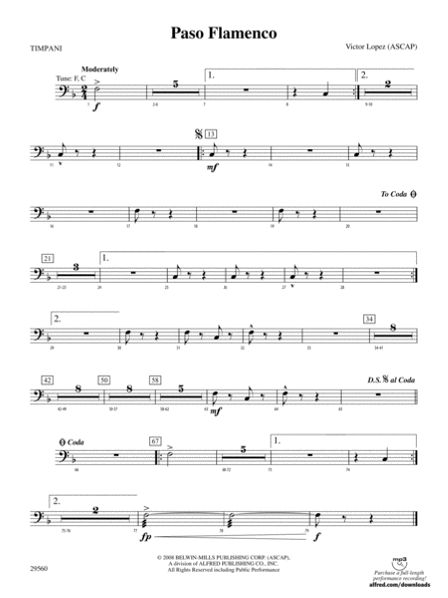 Paso Flamenco: Timpani Paso Flamenco: Timpani Concert Band scores gallery preview page 1