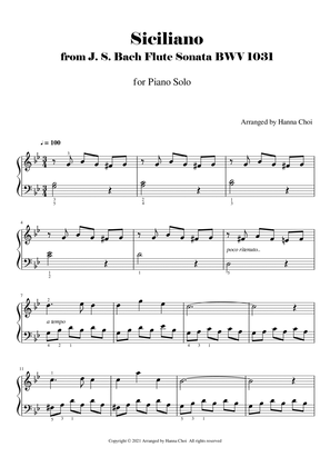 Book cover for "Siciliano" from Bach Flute Sonata [for Piano Solo]