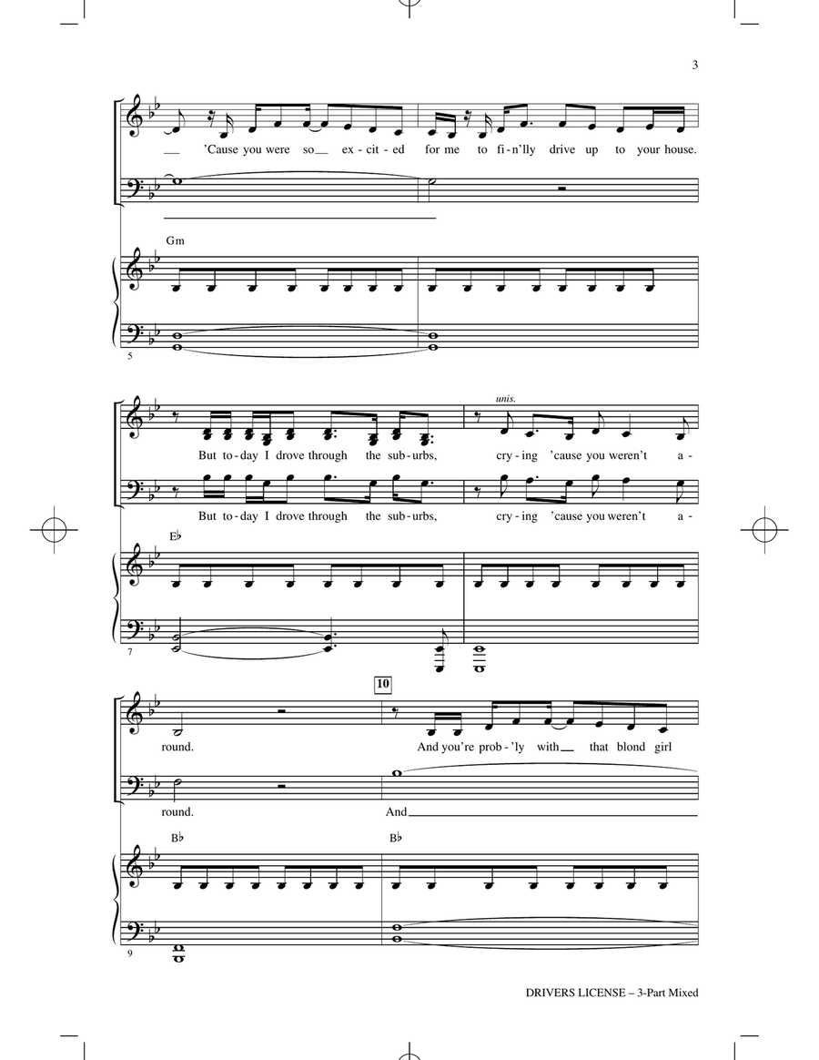 drivers license (arr. Mark Brymer) 3-Part scores gallery preview page 2