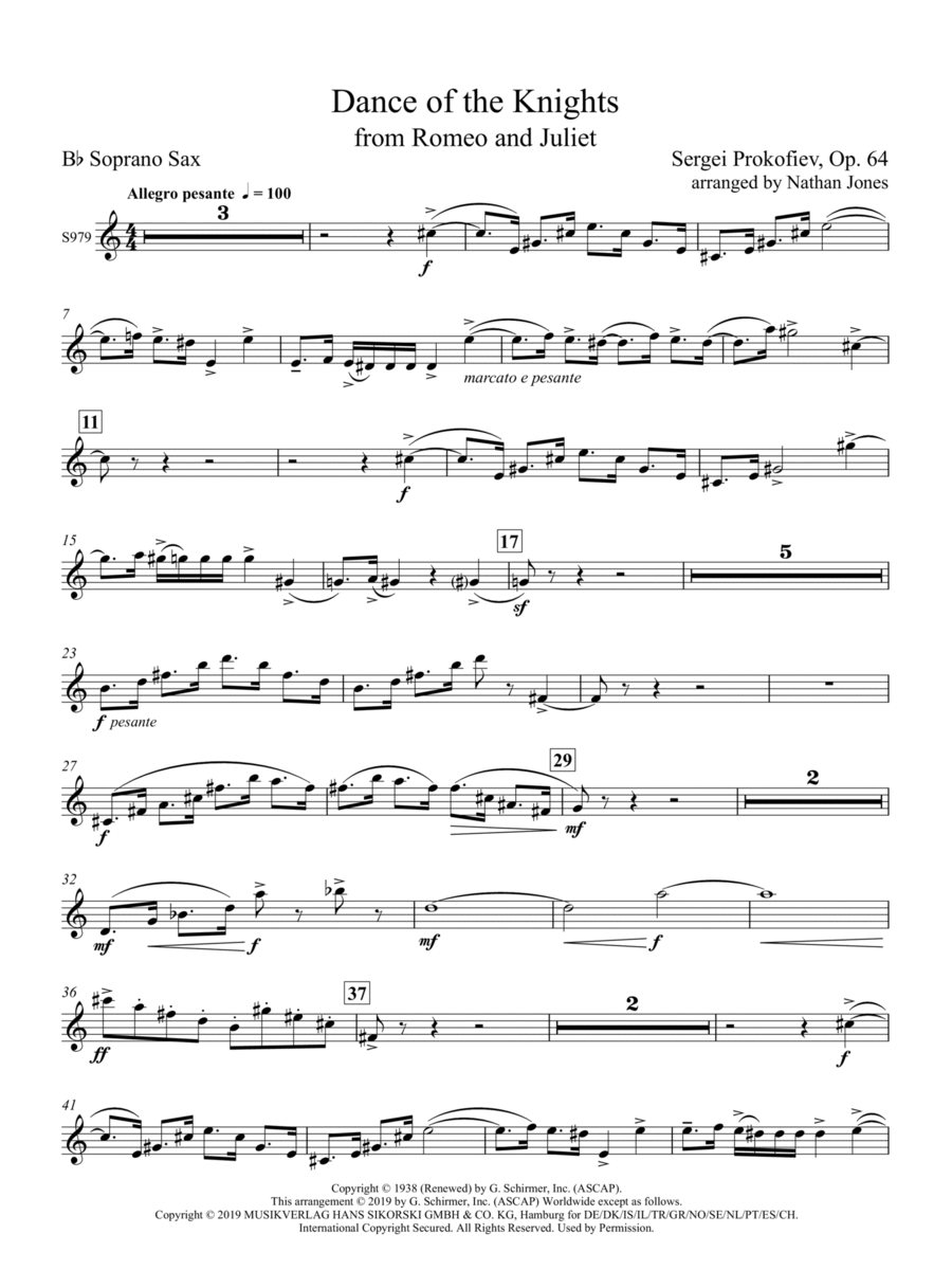 Dance of the Knights (from Romeo and Juliet) - Soprano Saxophone Concert Band scores gallery preview page 1