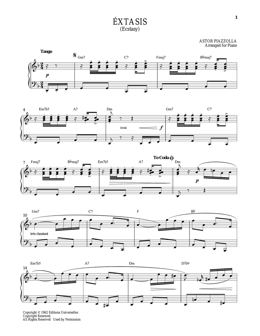Extasis Piano Solo scores gallery preview page 1