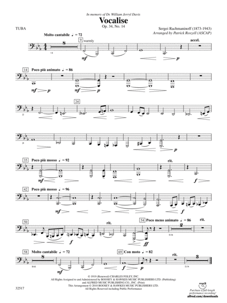 Vocalise, Op. 34, No. 14: Tuba