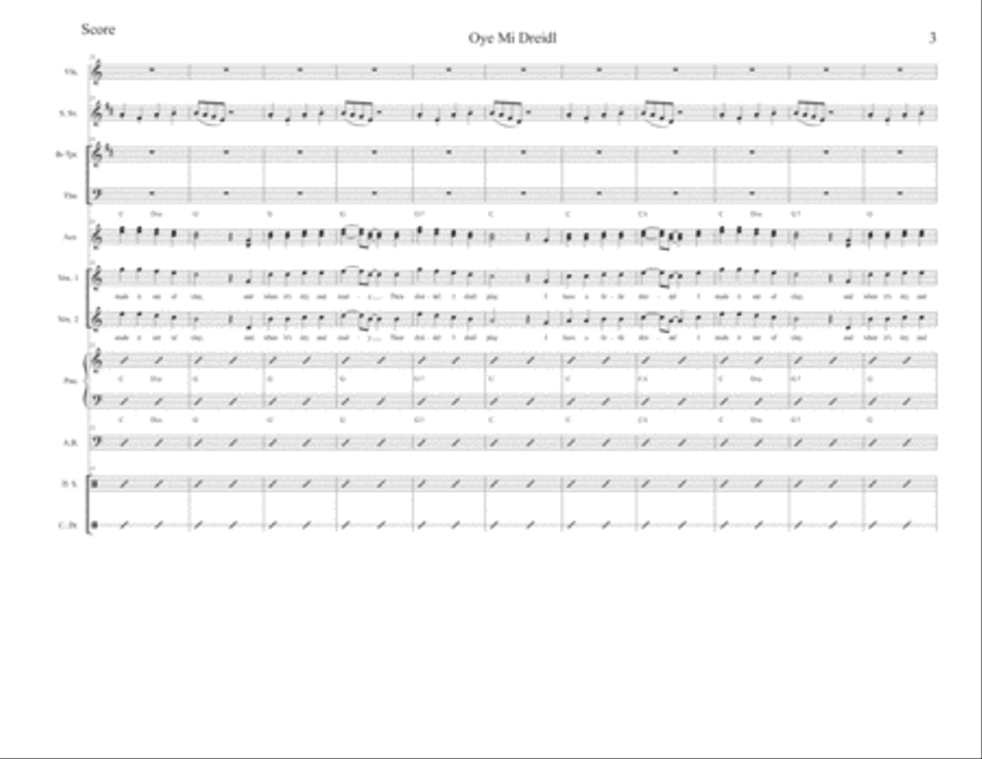 Oye Mi Dreidl Large Ensemble scores gallery preview page 3