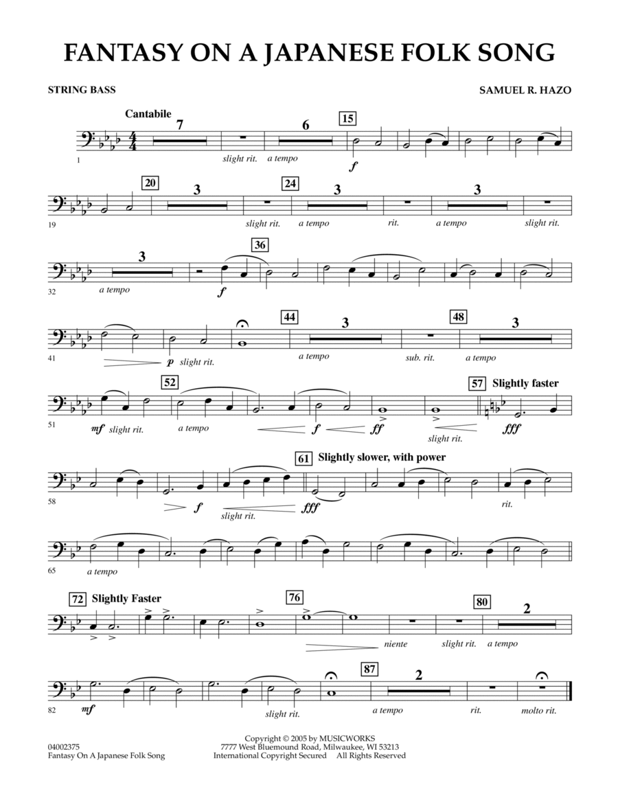 Fantasy On A Japanese Folk Song - String Bass Double Bass scores gallery preview page 1