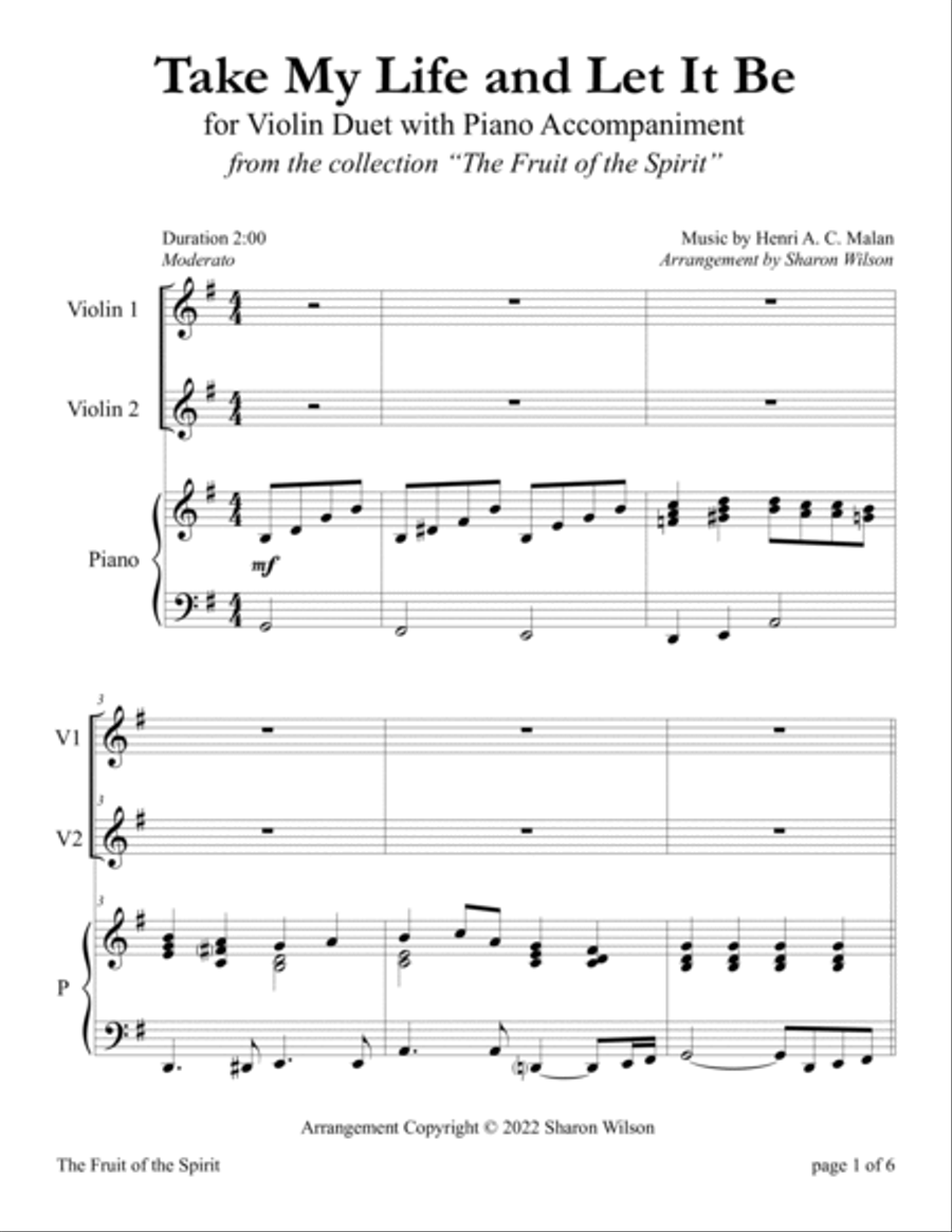 The Fruit of the Spirit (10 Hymns for Violin Duet with Piano Accompaniment) String Duet scores gallery preview page 5