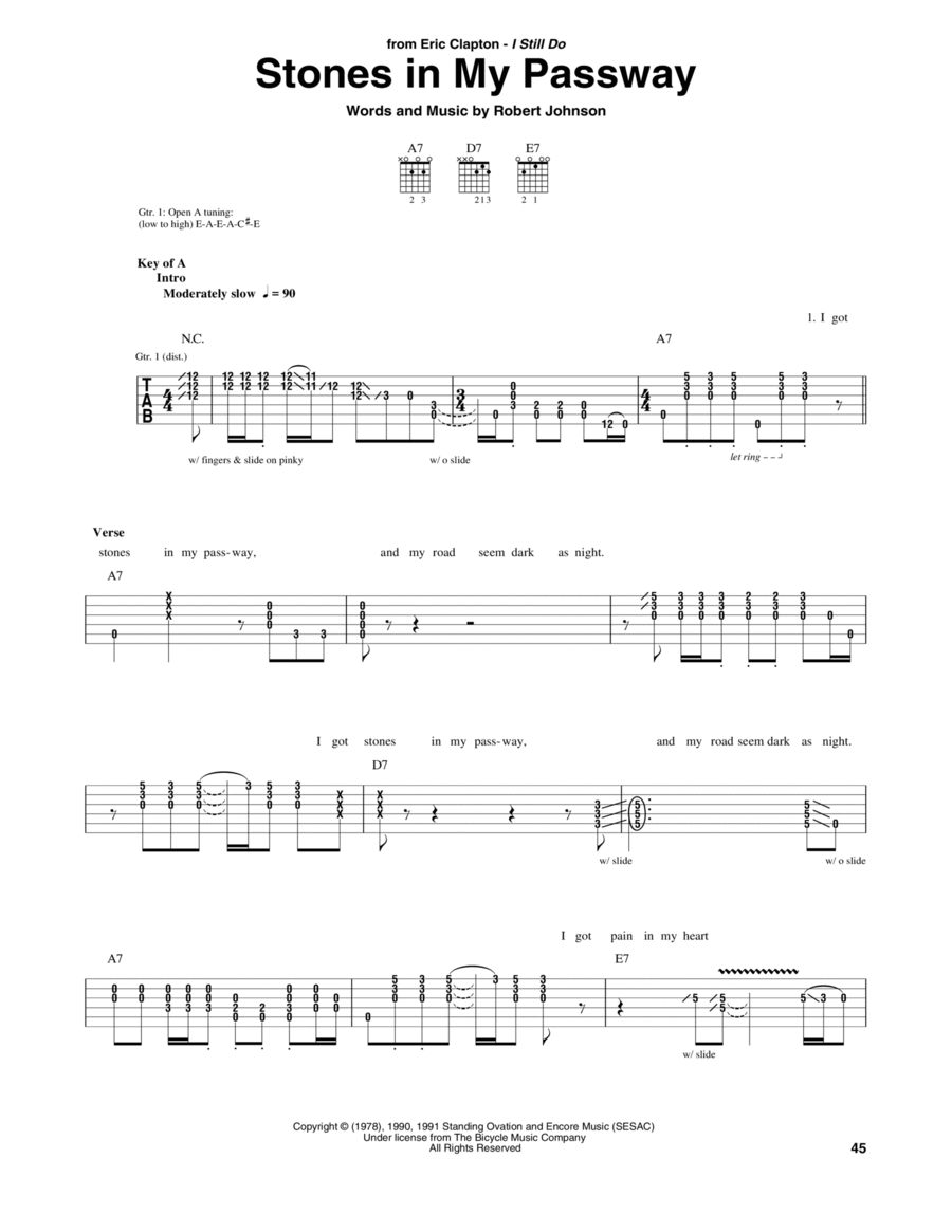 Stones In My Passway Electric Guitar scores gallery preview page 1