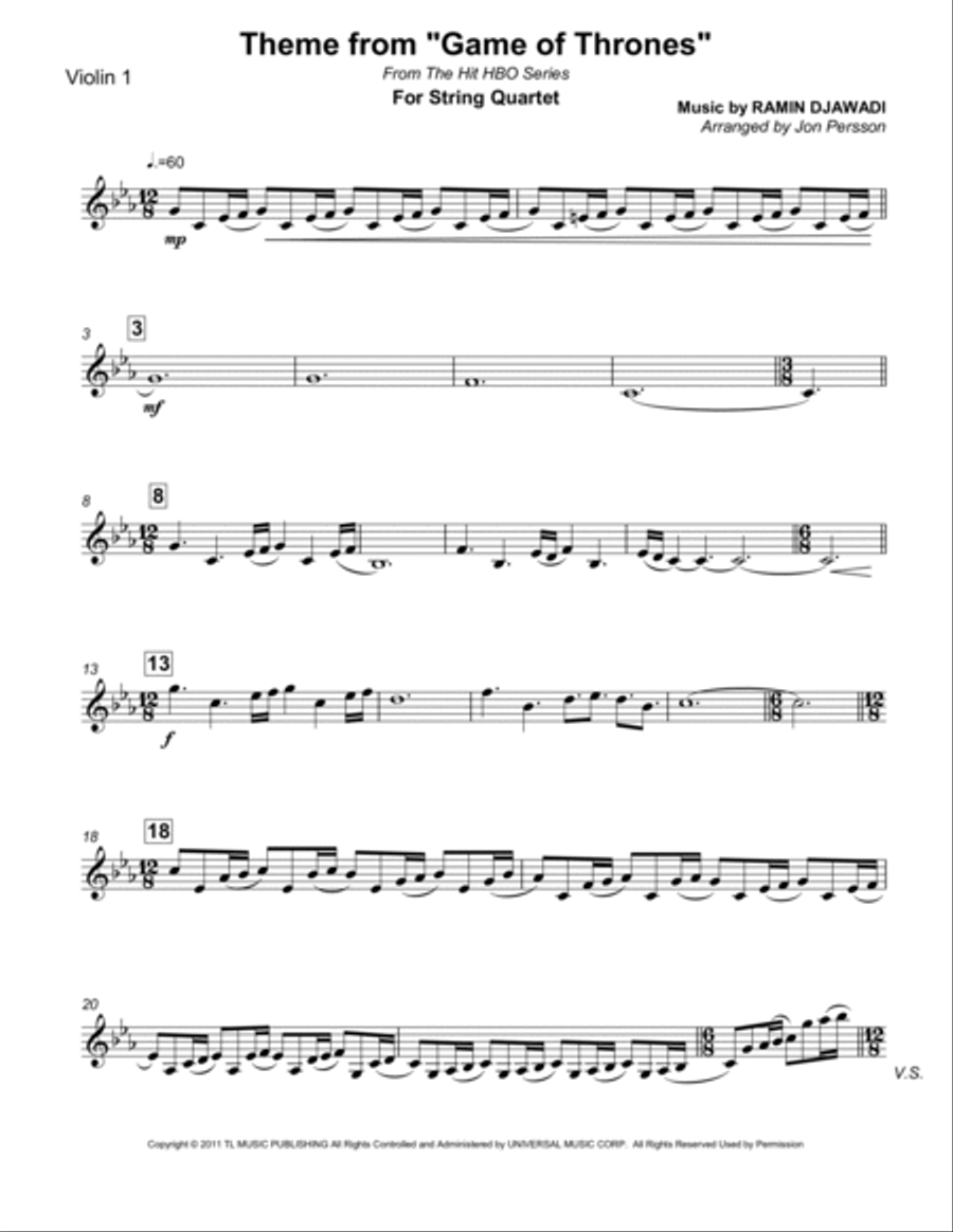 Game Of Thrones String Quartet scores gallery preview page 6