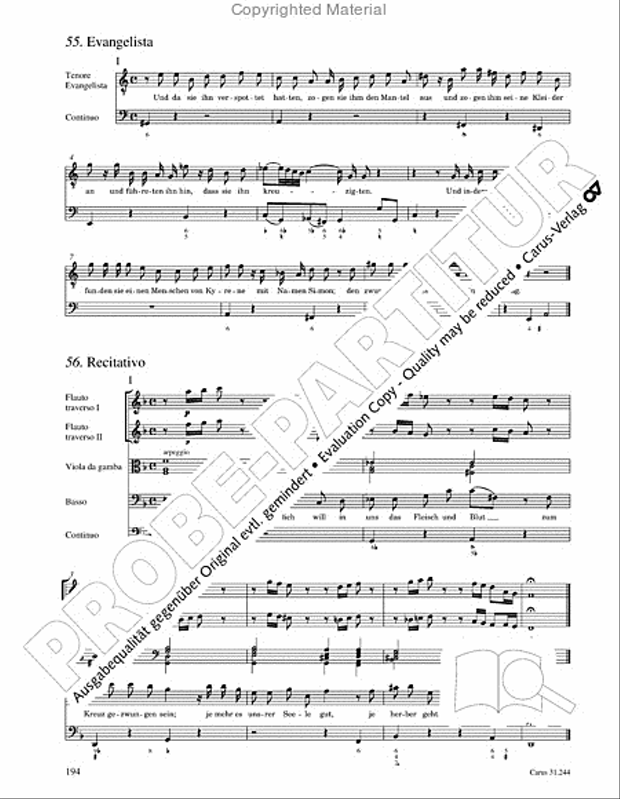 St. Matthew Passion (Matthaus-Passion) 4-Part scores gallery preview page 196