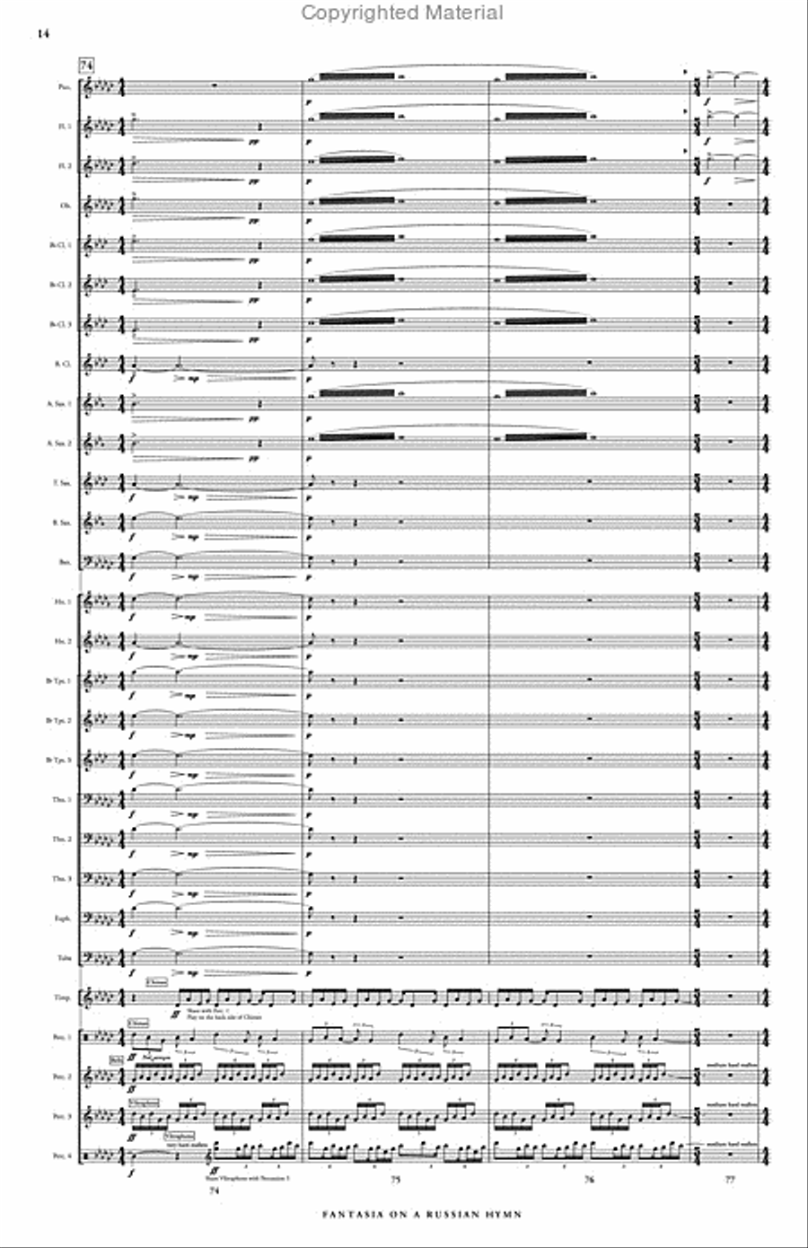 Fantasia on a Russian Hymn Concert Band scores gallery preview page 15