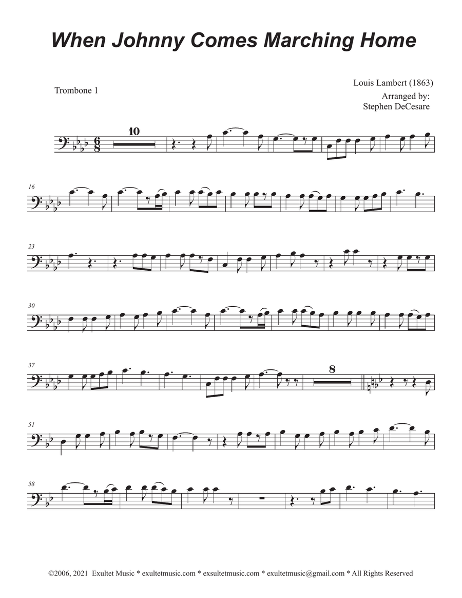 When Johnny Comes Marching Home (Trombone Duet) Trombone Duet scores gallery preview page 5