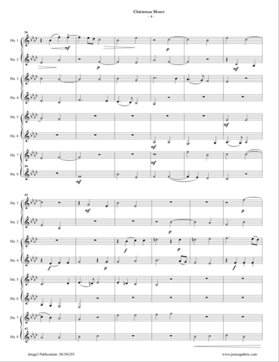 Mouton: Christmas Motet for French Horn Choir Choir scores gallery preview page 4