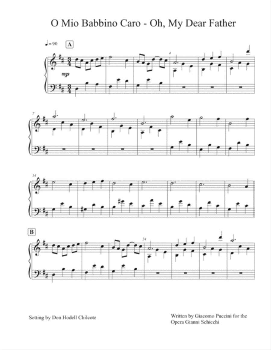 O Mio Babbino Caro - Oh My Dear Father Piano, Vocal, Guitar scores gallery preview page 2