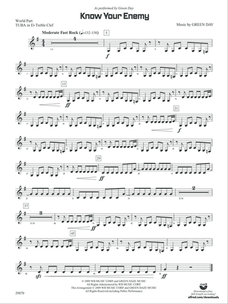 Know Your Enemy: (World Part) E-flat Tuba T.C. Concert Band scores gallery preview page 1