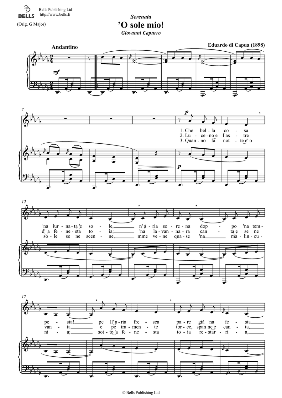 O sole mio! (D-flat Major)