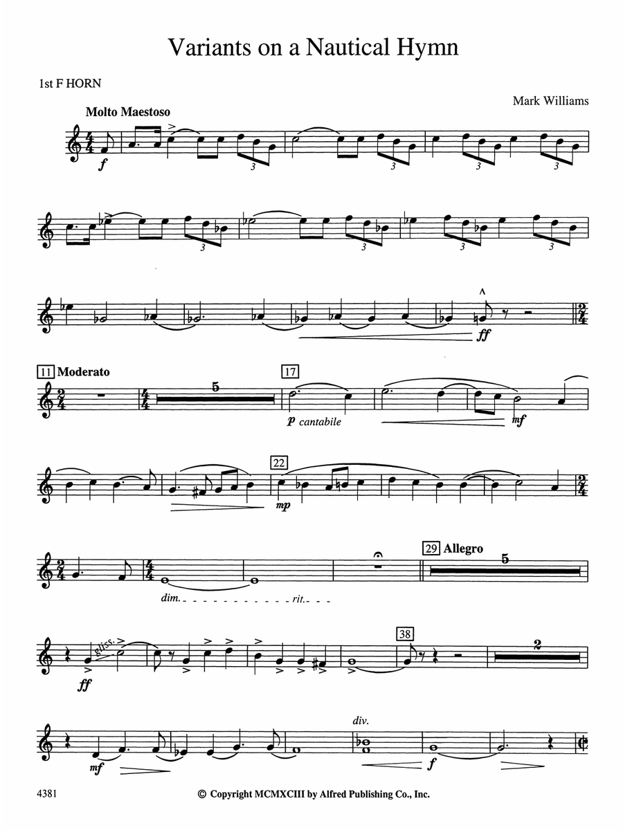 Variations on a Nautical Hymn: 1st F Horn