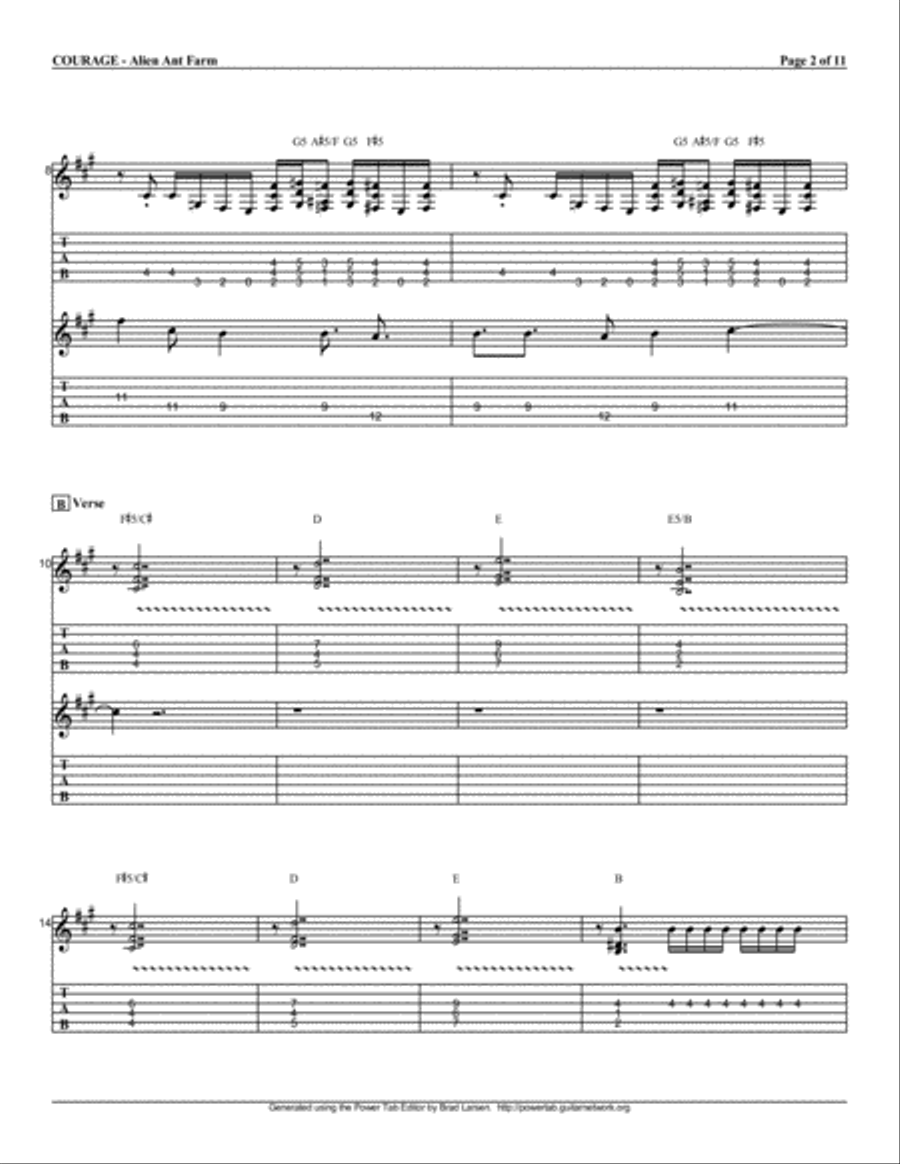 alien ant courage alien ant courage Guitar Solo scores gallery preview page 2