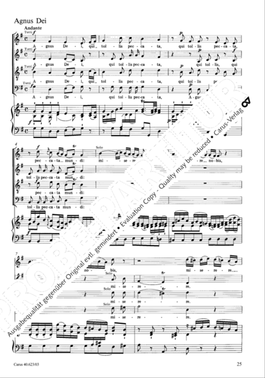 Missa brevis in G major 4-Part scores gallery preview page 28