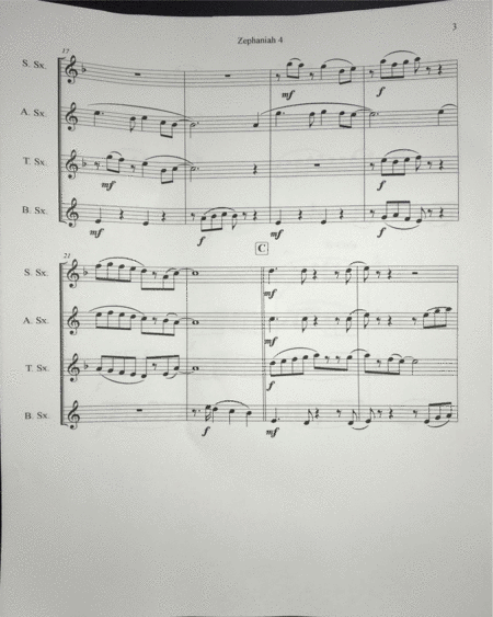 Zephaniah 4 Saxophone Quartet image number null