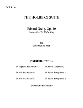 Book cover for The Holberg Suite for Saxophone Septet
